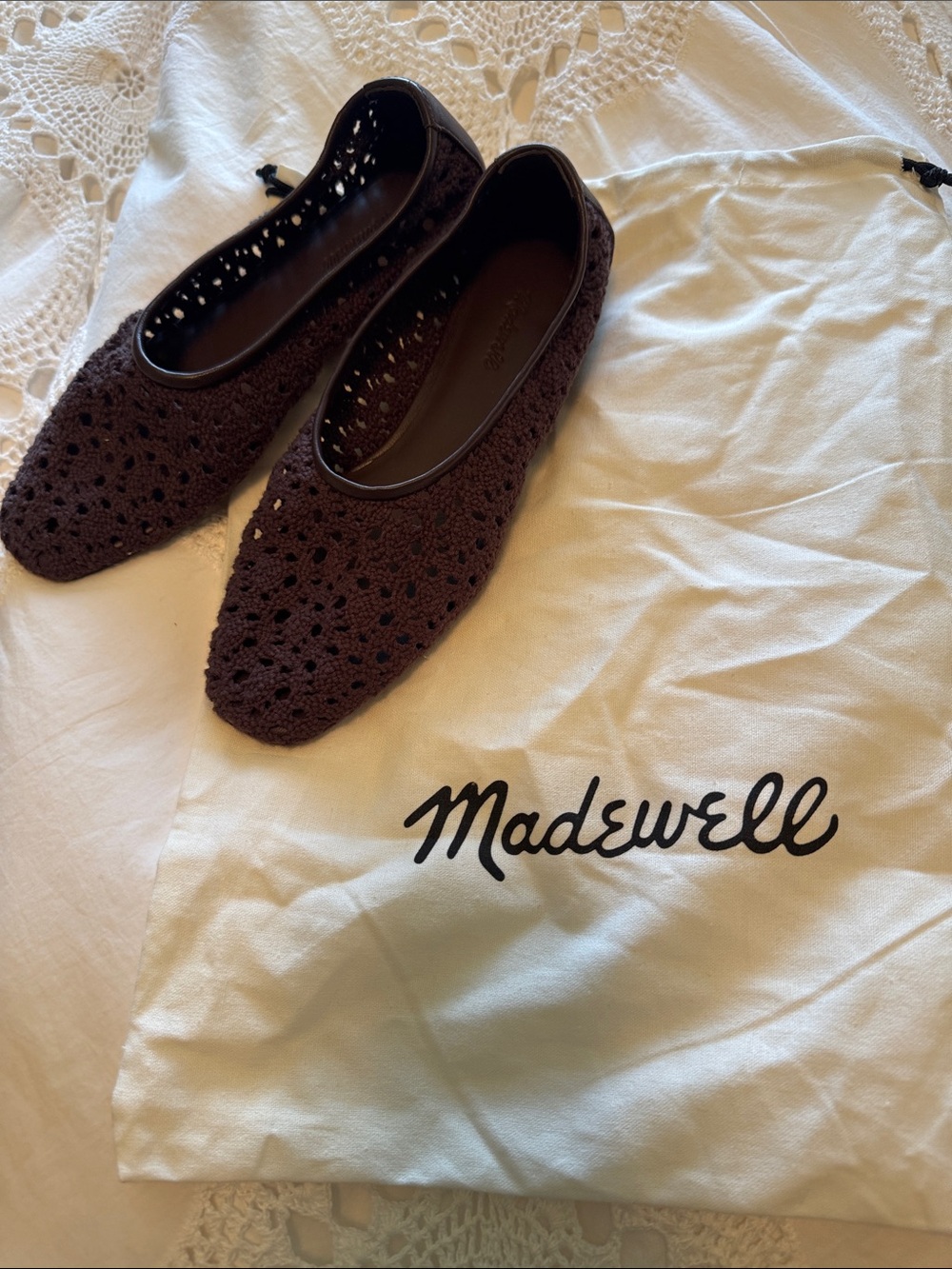 Madewell Crochet Pointed-Toe Flats - Dark Brown